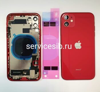 Задняя крышка Apple iPhone 11 в сборе БЕЗ шлейфов Красный AAA (CE)