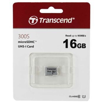 Карта памяти MicroSD 16GB Class 10 Transcend 300S + Адаптер