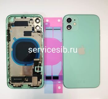 Задняя крышка Apple iPhone 11 в сборе с шлейфом Зеленый AAA (CE)